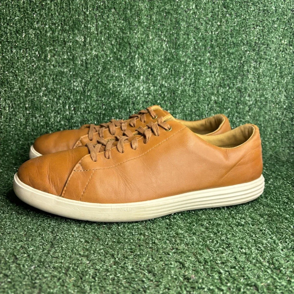 Cole Haan Grand Crosscourt Leather Low Top Casual Sneaker Tan Brown Mens Sz 9.5M